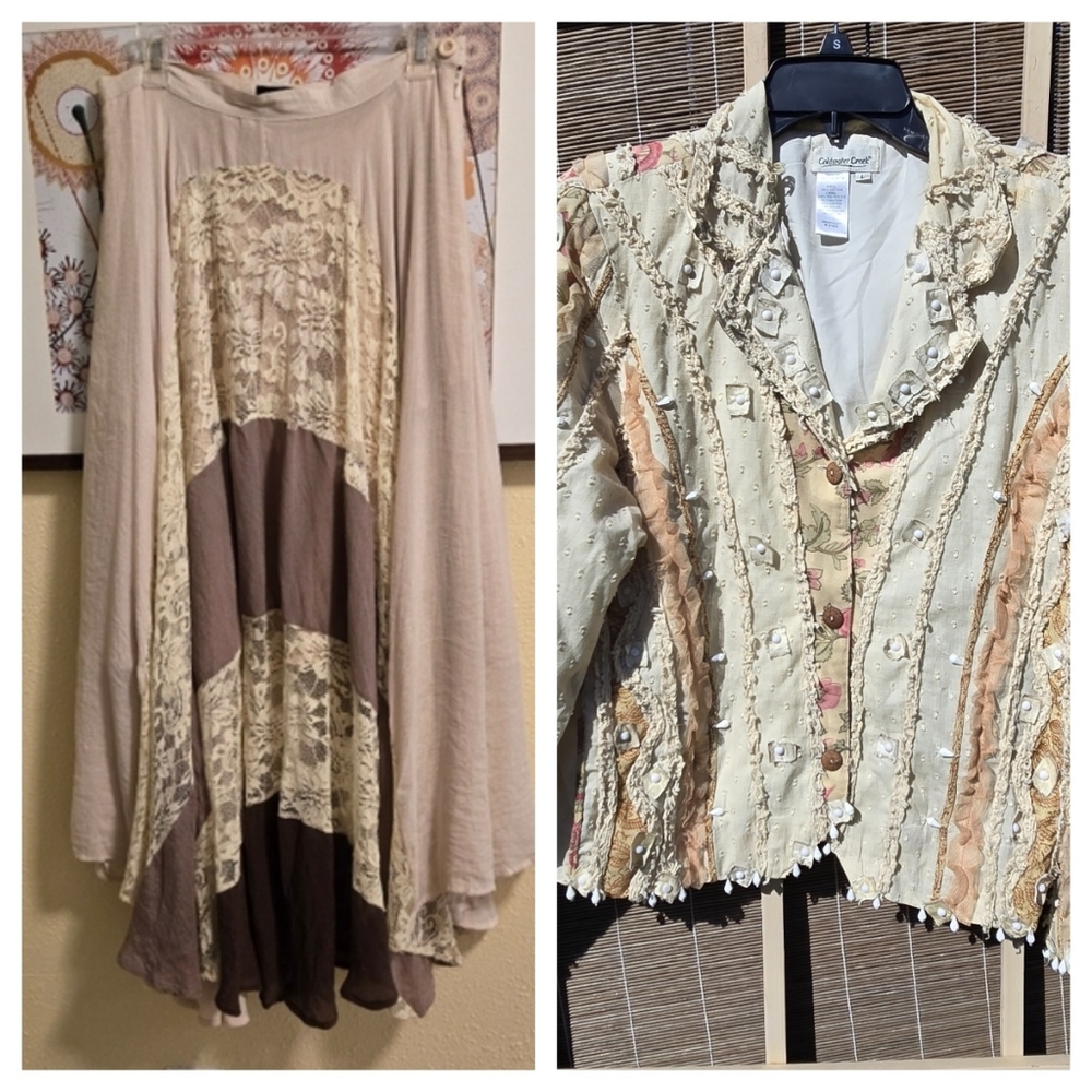 Boho Lace Maxi Skirt & Blazer size L